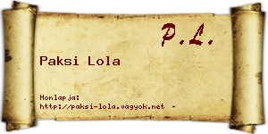 Paksi Lola névjegykártya